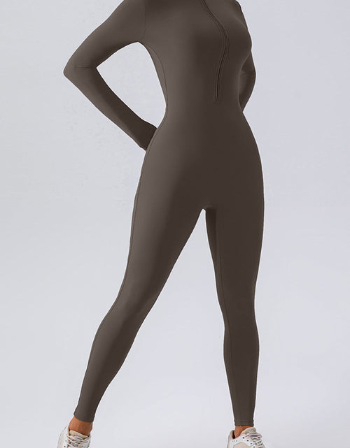 Load image into Gallery viewer, Half Zip Mock Neck Active Jumpsuit
