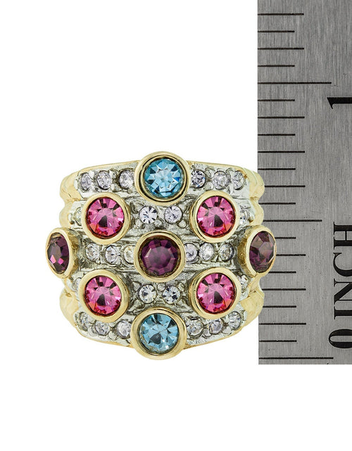 Load image into Gallery viewer, Vintage Pave Austrian Crystal Ring Womens Antique Ring 18k Yellow Gold Electroplated Made in USA by PVD Vintage Jewelry
