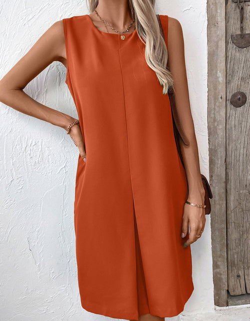 Load image into Gallery viewer, Ivy Lane Pocketed Round Neck Sleeveless Mini Dress
