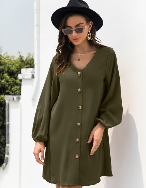 Load image into Gallery viewer, V-Neck Long Sleeve Mini Dress
