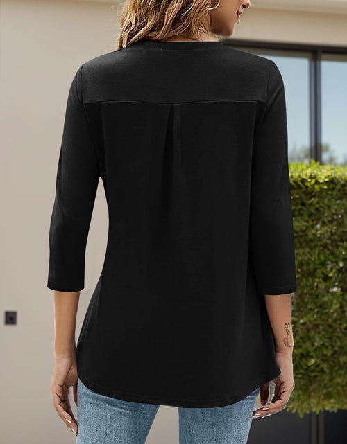 Load image into Gallery viewer, Notched Three-Quarter Sleeve T-Shirt
