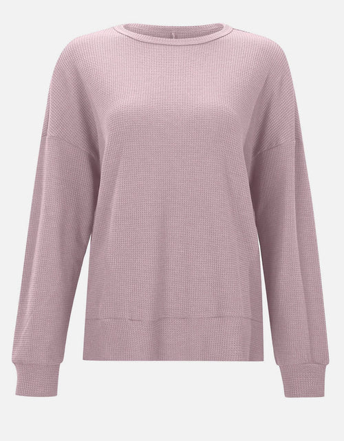 Load image into Gallery viewer, Side Slit Round Neck Long Sleeve T-Shirt
