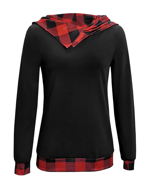 Load image into Gallery viewer, Plaid Long Sleeve Hooded Blouse
