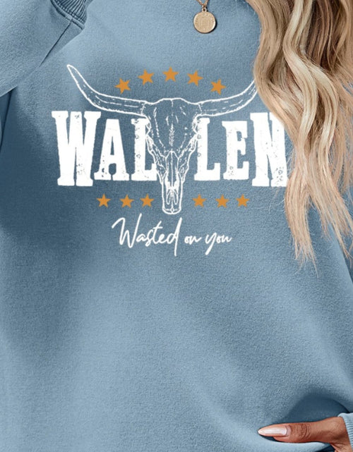 Load image into Gallery viewer, Graphic Round Neck Dropped Shoulder Sweatshirt
