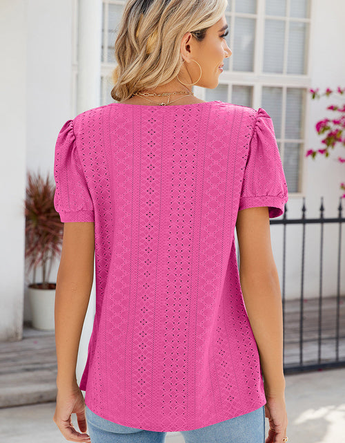 Load image into Gallery viewer, Eyelet Puff Sleeve T-Shirt
