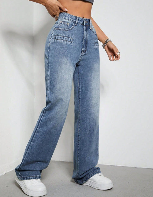 Load image into Gallery viewer, High Rise Wide Leg Jeans with Pockets
