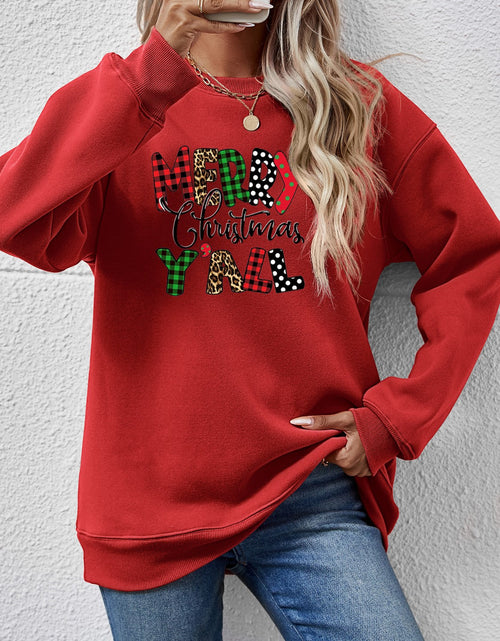 Load image into Gallery viewer, Letter Graphic Round Neck Long Sleeve Sweatshirt
