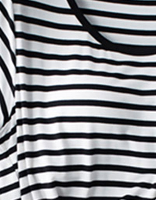 Load image into Gallery viewer, Striped Round Neck Short Sleeve T-Shirt with Bra
