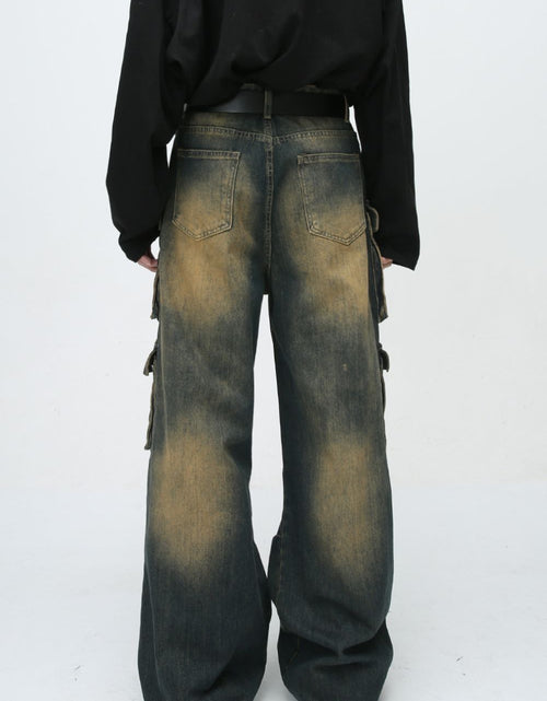 Load image into Gallery viewer, High Waist Jeans with Cargo Pockets
