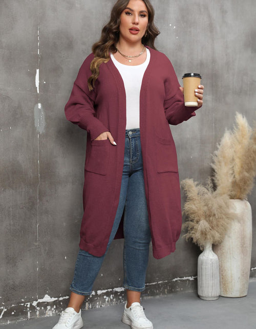Load image into Gallery viewer, Plus Size Long Sleeve Pocketed Cardigan
