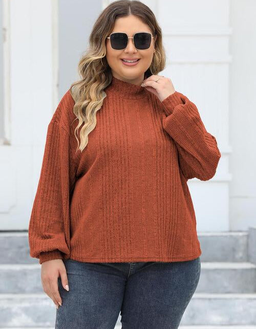 Load image into Gallery viewer, Plus Size Mock Neck Long Sleeve Knit Top
