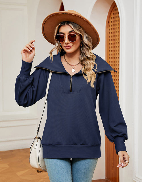 Load image into Gallery viewer, Half-Zip Collared Sweatshirt
