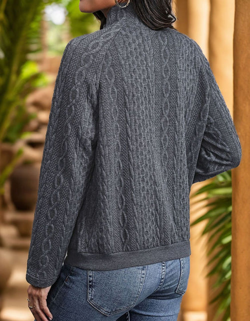 Load image into Gallery viewer, Perfee Textured Quarter Snap Long Sleeve Sweatshirt
