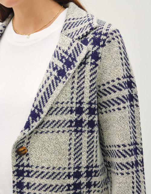 Load image into Gallery viewer, Be Cool Plaid Long Sleeve Sweater Jacket with Front Patch Pockets
