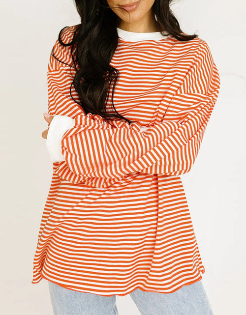 Load image into Gallery viewer, Contrast Striped Long Sleeve Sweatshirt
