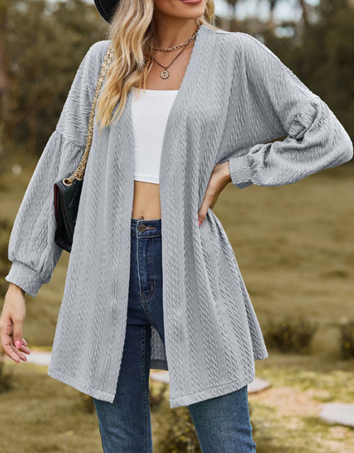 Load image into Gallery viewer, Textured Open Front Dropped Shoulder Cardigan
