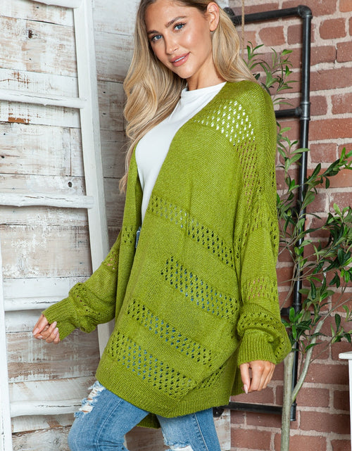 Load image into Gallery viewer, Openwork Open Front Long Sleeve Cardigan

