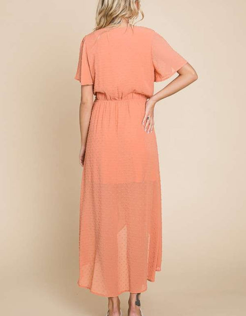 Load image into Gallery viewer, Culture Code Full Size Swiss Dot Tied Slit Short Sleeve Dress
