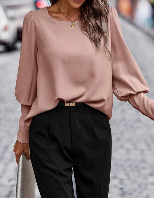 Load image into Gallery viewer, Round Neck Lantern Sleeve Blouse
