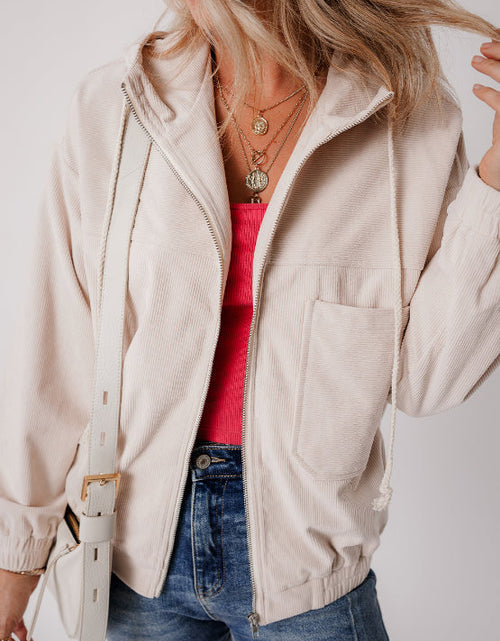 Load image into Gallery viewer, Pocketed Zip Up Long Sleeve Hooded Jacket
