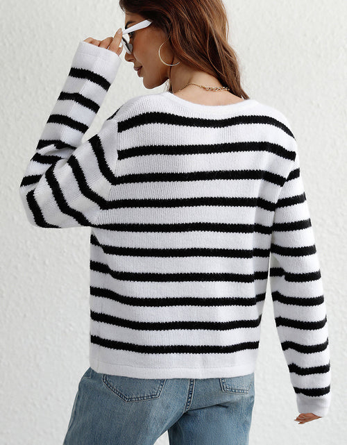 Load image into Gallery viewer, Striped Button Down Long Sleeve Cardigan
