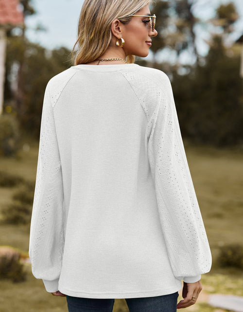 Load image into Gallery viewer, Notched Neck Raglan Sleeve Blouse

