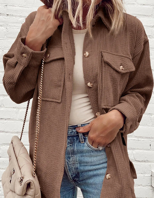 Load image into Gallery viewer, Pocketed Button Up Dropped Shoulder Shacket
