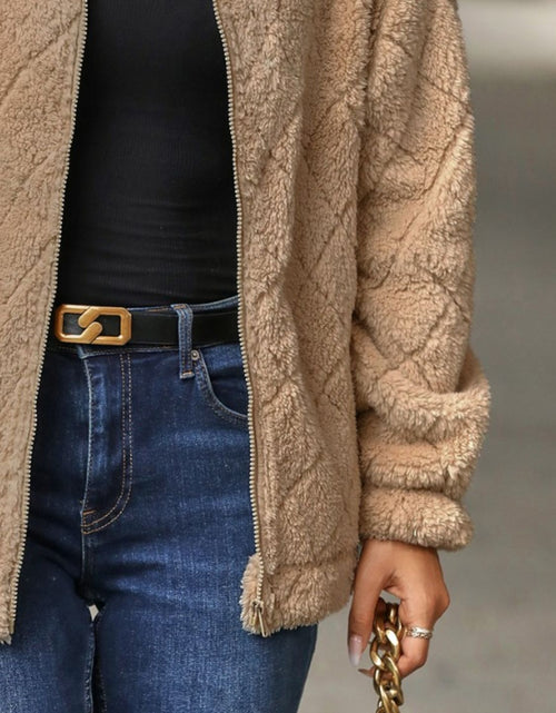 Load image into Gallery viewer, Fuzzy Pocketed Zip Up Jacket
