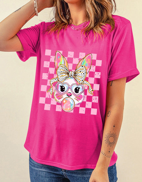 Load image into Gallery viewer, Rabbit Graphic Round Neck Short Sleeve T-Shirt
