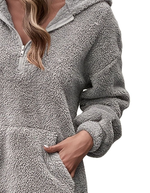 Load image into Gallery viewer, Half Zip Dropped Shoulder Oversized Hoodie
