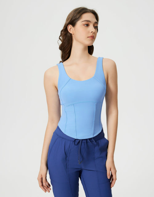 Load image into Gallery viewer, Millennia Round Neck Wide Strap Active Tank with Detachable Chest Pads
