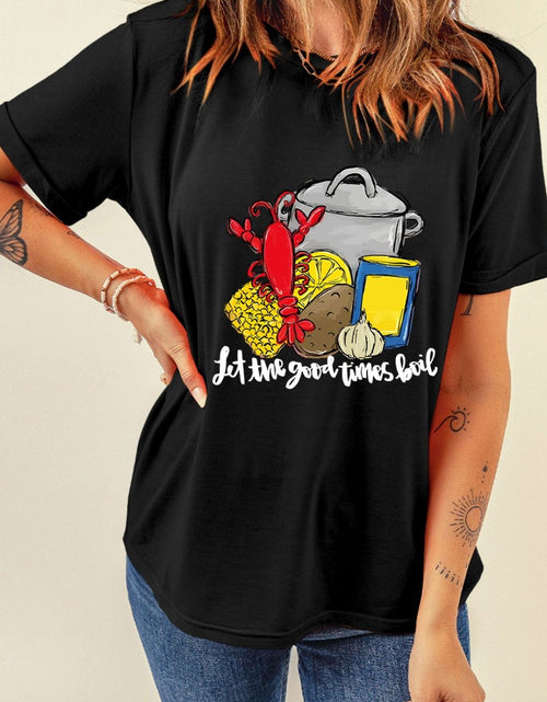 Load image into Gallery viewer, Graphic Round Neck Short Sleeve T-Shirt
