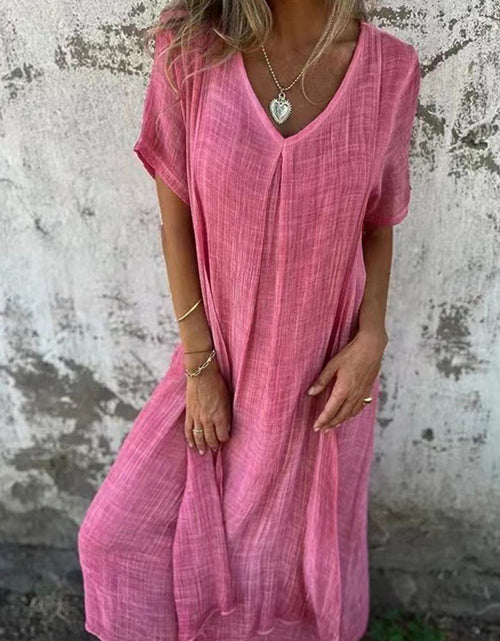 Load image into Gallery viewer, Full Size V-Neck Short Sleeve Midi Dress Plus Size
