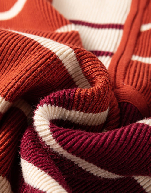 Load image into Gallery viewer, Striped Quarter Zip Cap Sleeve Sweater Dress
