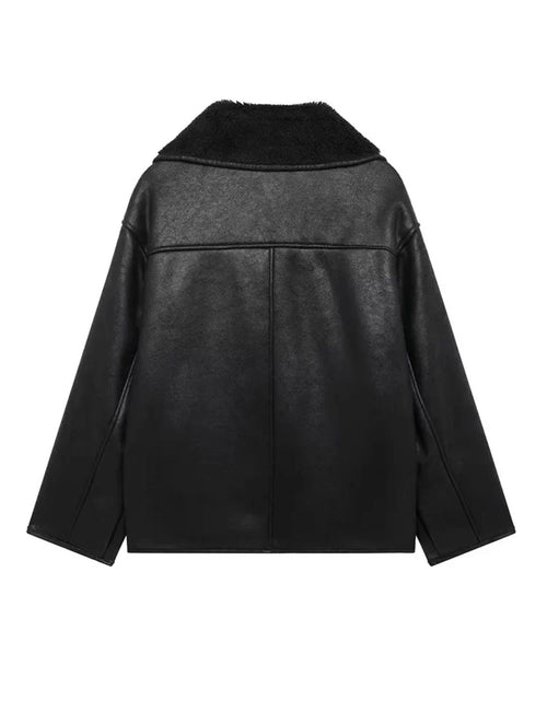 Load image into Gallery viewer, Collared Neck Long Sleeve Plush Jacket
