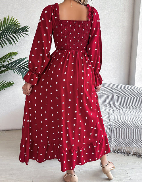 Load image into Gallery viewer, Polka Dot Flounce Sleeve Midi Dress
