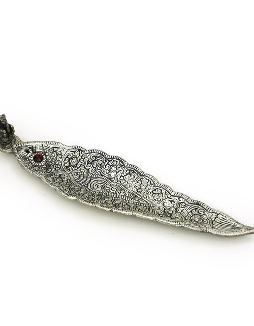 Load image into Gallery viewer, Ornate Metal Ganesh Large Leaf Incense Burner - 8.5”X2”X1.5” by OMSutra
