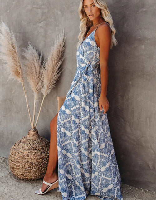 Load image into Gallery viewer, Printed Tied Maxi Cami Dress

