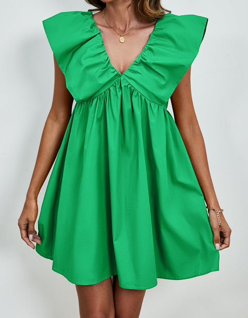 Load image into Gallery viewer, V-Neck Cap Sleeve Mini Dress

