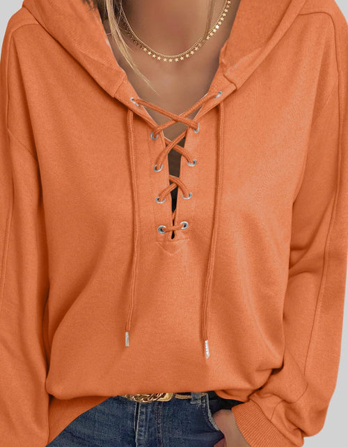 Load image into Gallery viewer, Lace Up Long Sleeve Hoodie
