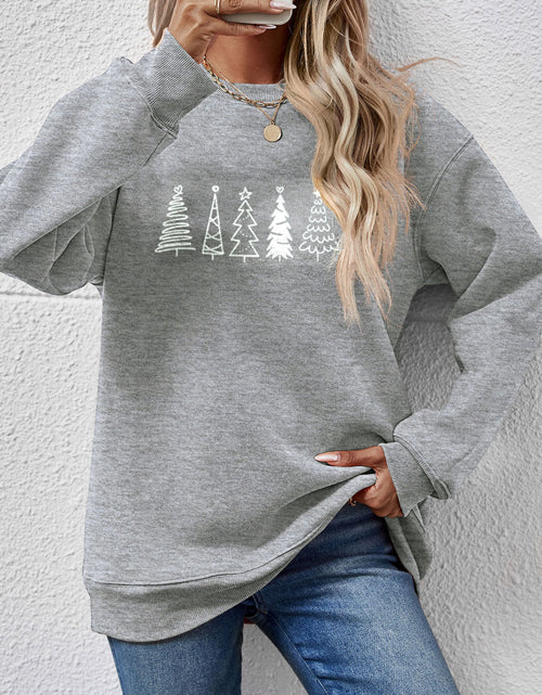 Load image into Gallery viewer, Christmas Tree Graphic Drop Shoulder Sweatshirt
