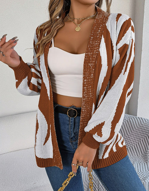 Load image into Gallery viewer, Open Front Animal Print Cardigan
