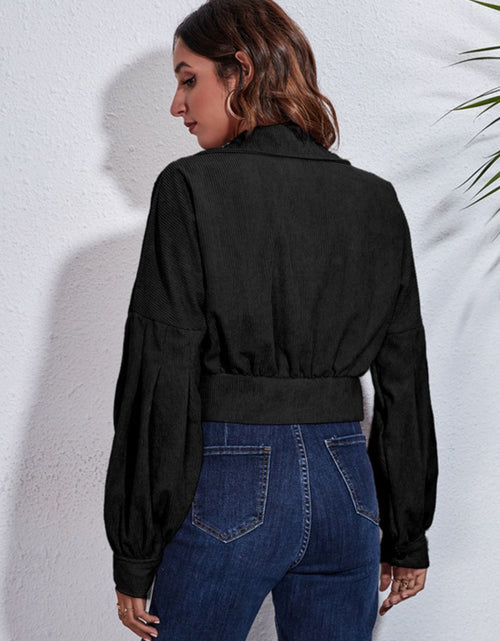 Load image into Gallery viewer, Button Down Collared Neck Cropped Jacket
