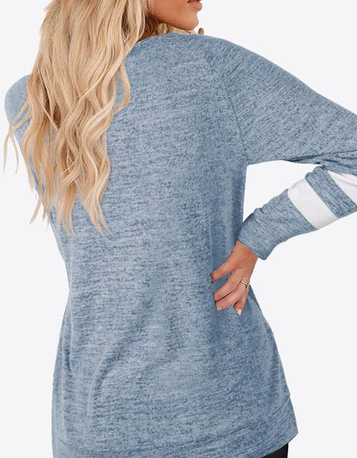 Load image into Gallery viewer, Striped Contrast Raglan Sleeve Top
