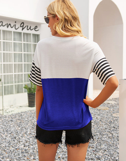 Load image into Gallery viewer, Ivy Lane Striped Color Block Round Neck Tee
