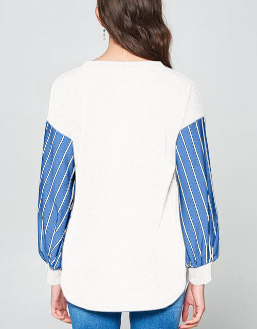 Load image into Gallery viewer, Super Lady Full Size French Terry Striped Long Sleeve Top
