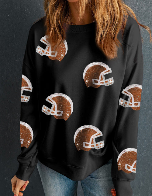 Load image into Gallery viewer, Sequin Round Neck Long Sleeve Sweatshirt
