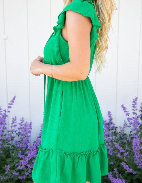 Load image into Gallery viewer, Frill Tie Neck Ruffled Sleeveless Mini Dress
