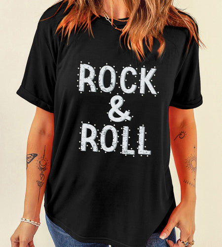 Letter Graphic Round Neck Short Sleeve T-Shirt