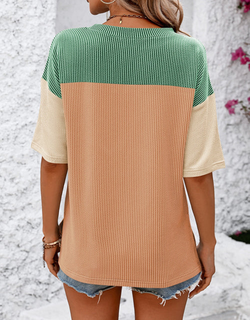 Load image into Gallery viewer, Mandy Color Block Round Neck Half Sleeve T-Shirt

